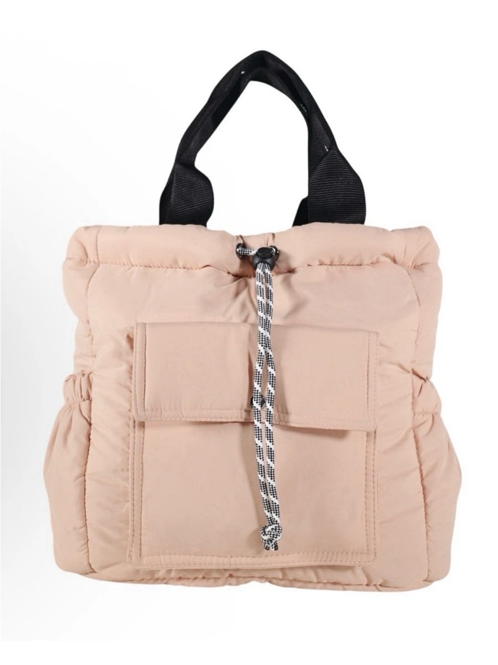 summer & rose Blush Pink Puffer Tote with Black Handles